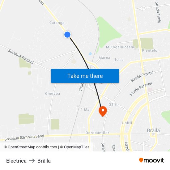 Electrica to Brăila map