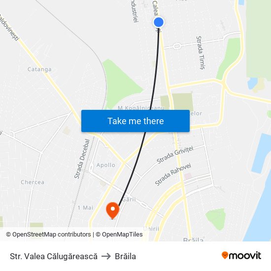 Str. Valea Călugărească to Brăila map
