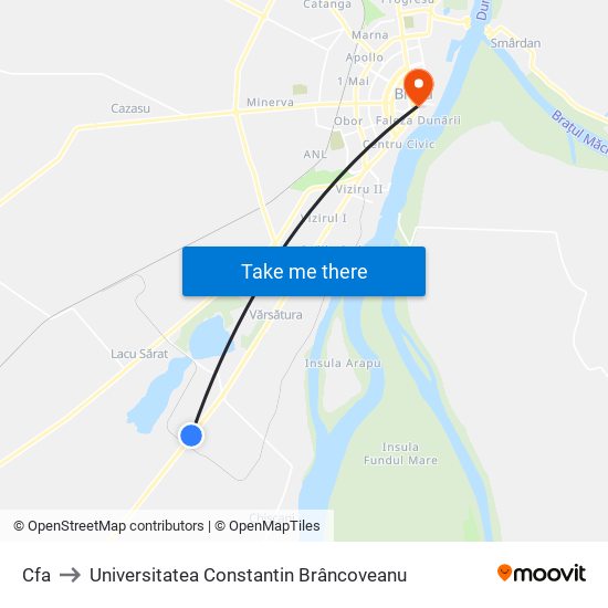 Cfa to Universitatea Constantin Brâncoveanu map