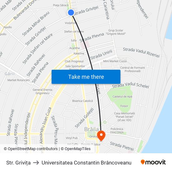 Str. Grivița to Universitatea Constantin Brâncoveanu map