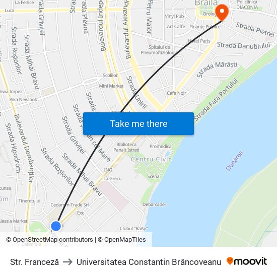 Str. Franceză to Universitatea Constantin Brâncoveanu map