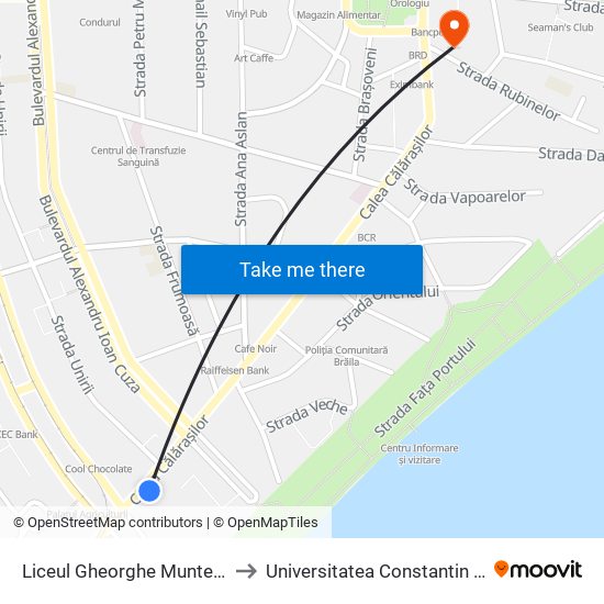 Liceul Gheorghe Munteanu Murgoci to Universitatea Constantin Brâncoveanu map