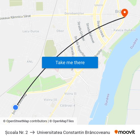 Școala Nr. 2 to Universitatea Constantin Brâncoveanu map