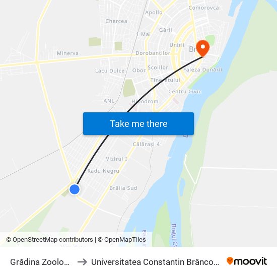 Grădina Zoologică to Universitatea Constantin Brâncoveanu map