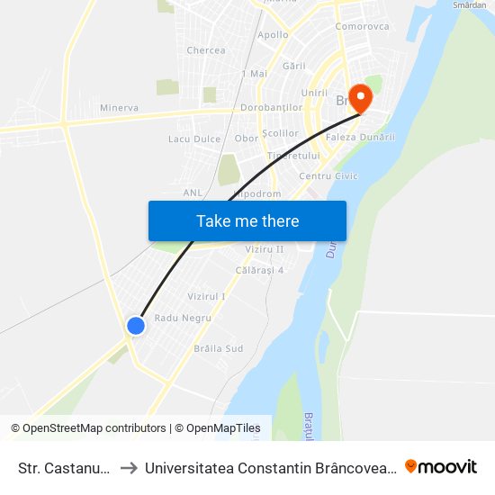 Str. Castanului to Universitatea Constantin Brâncoveanu map