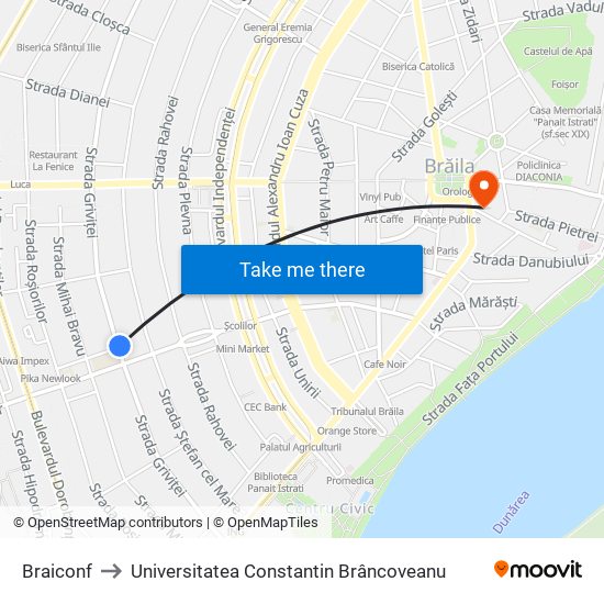 Braiconf to Universitatea Constantin Brâncoveanu map