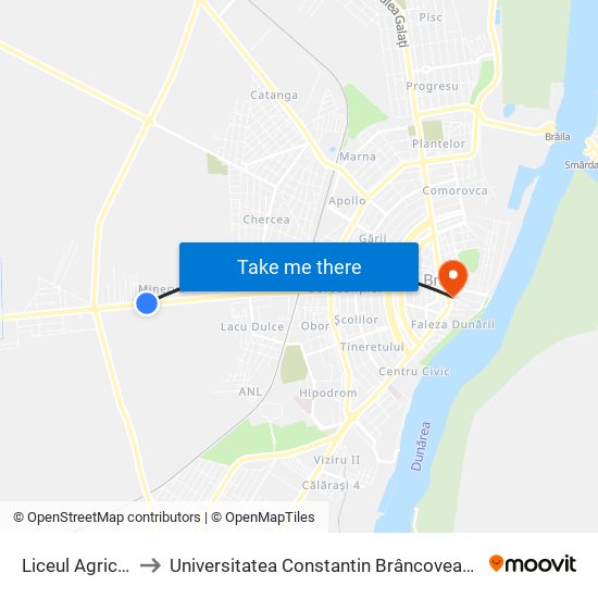Liceul Agricol to Universitatea Constantin Brâncoveanu map