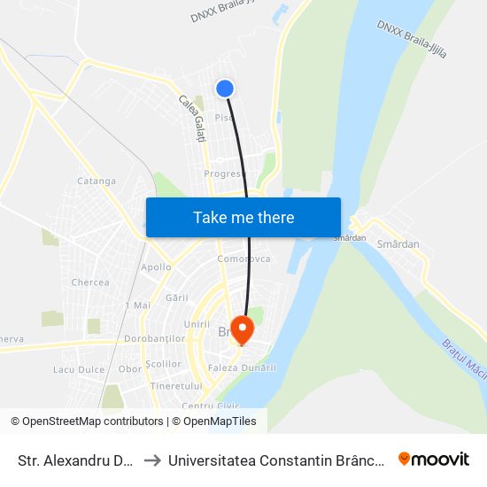 Str. Alexandru Davila to Universitatea Constantin Brâncoveanu map