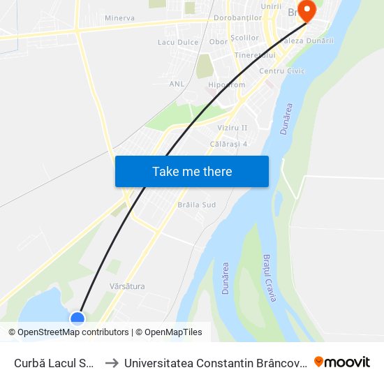 Curbă Lacul Sărat to Universitatea Constantin Brâncoveanu map