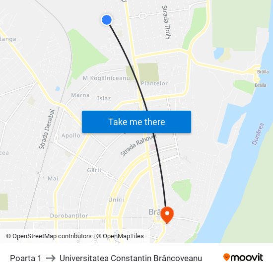 Poarta 1 to Universitatea Constantin Brâncoveanu map