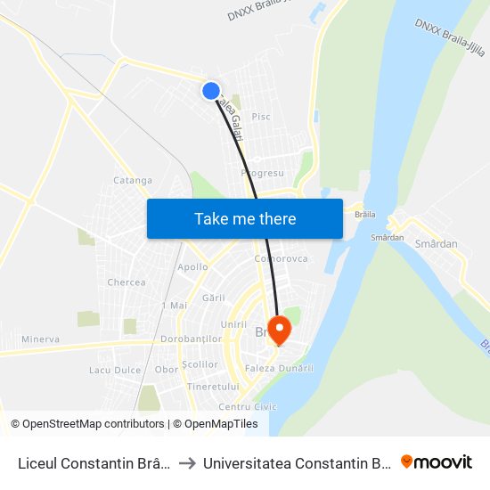 Liceul Constantin Brâncoveanu to Universitatea Constantin Brâncoveanu map