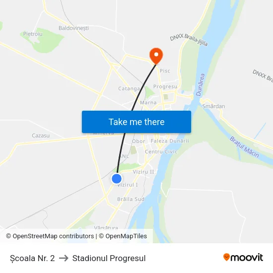 Școala Nr. 2 to Stadionul Progresul map