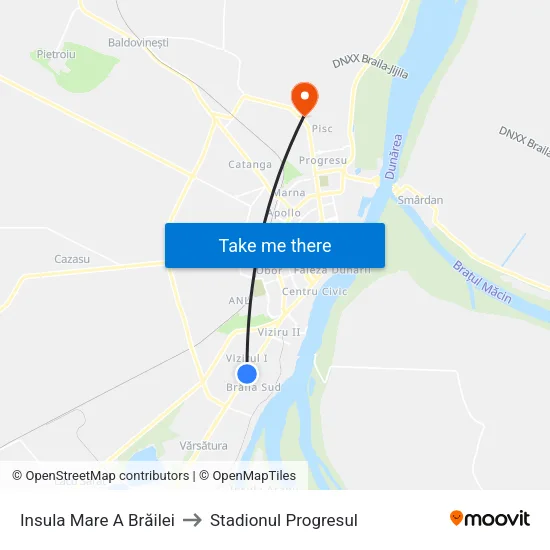 Insula Mare A Brăilei to Stadionul Progresul map