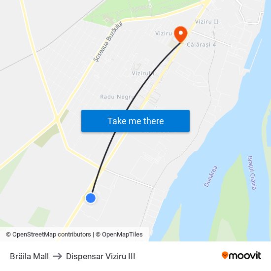 Brăila Mall to Dispensar Viziru III map