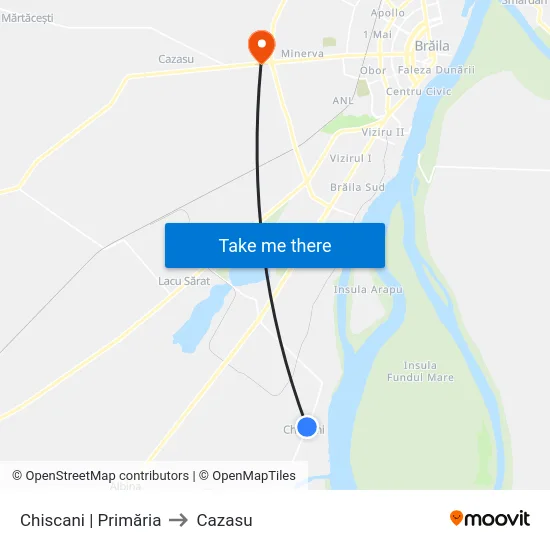 Chiscani | Primăria to Cazasu map