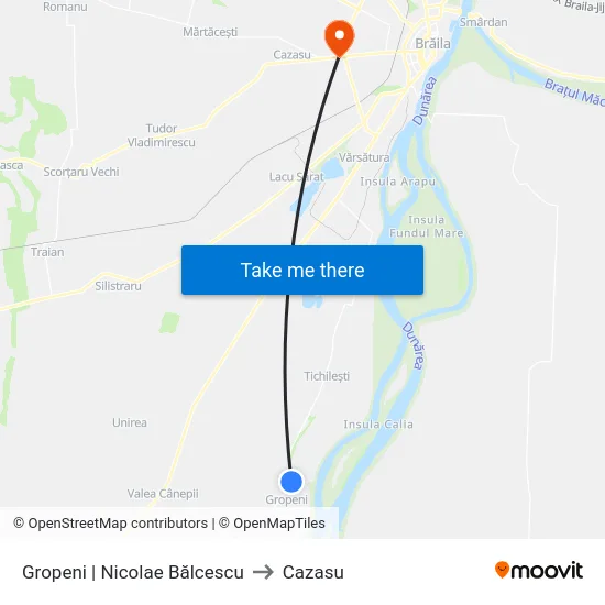 Gropeni | Nicolae Bălcescu to Cazasu map