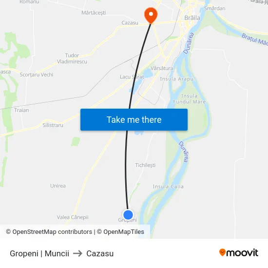 Gropeni | Muncii to Cazasu map