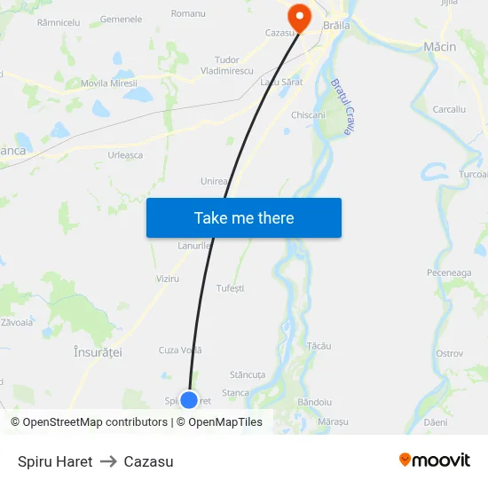 Spiru Haret to Cazasu map