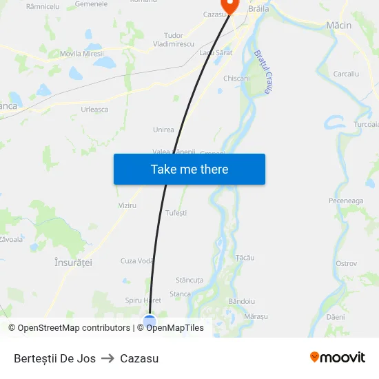 Berteștii De Jos to Cazasu map