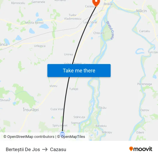 Berteștii De Jos to Cazasu map