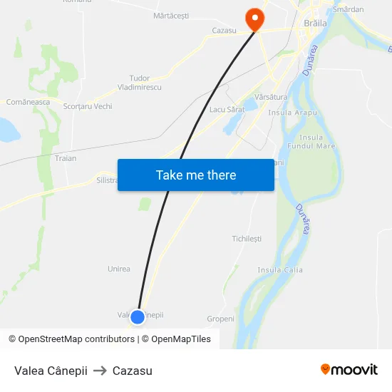 Valea Cânepii to Cazasu map