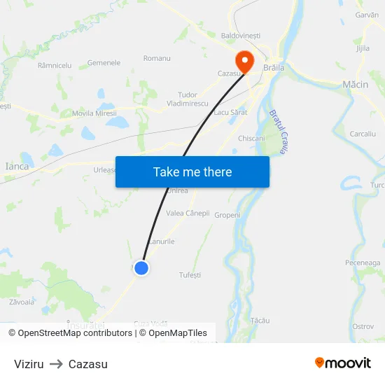 Viziru to Cazasu map