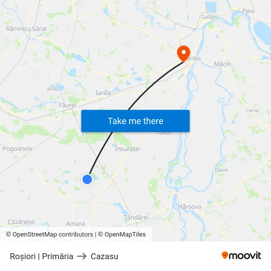 Roșiori | Primăria to Cazasu map