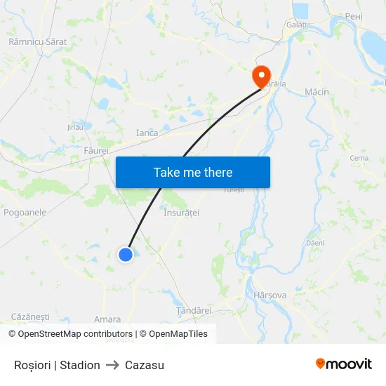 Roșiori | Stadion to Cazasu map