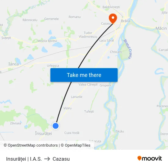 Insurăței | I.A.S. to Cazasu map