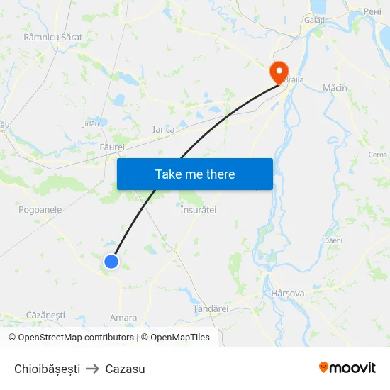 Chioibășești to Cazasu map