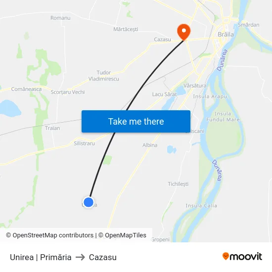 Unirea | Primăria to Cazasu map