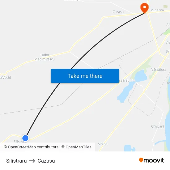 Silistraru to Cazasu map