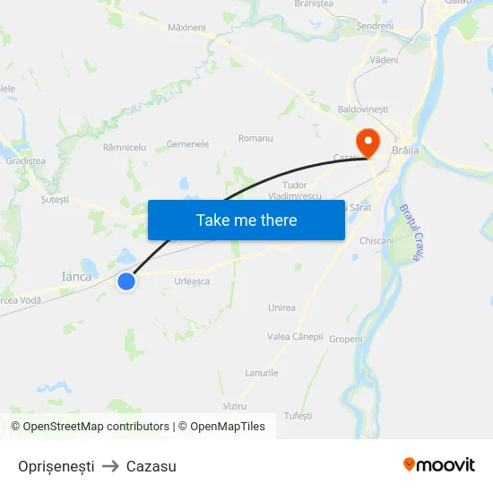 Oprișenești to Cazasu map