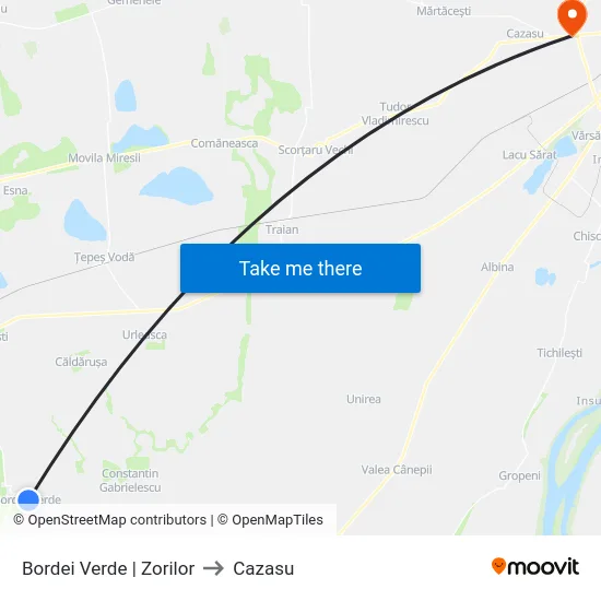 Bordei Verde | Zorilor to Cazasu map