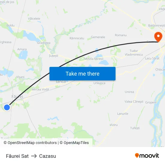 Făurei Sat to Cazasu map
