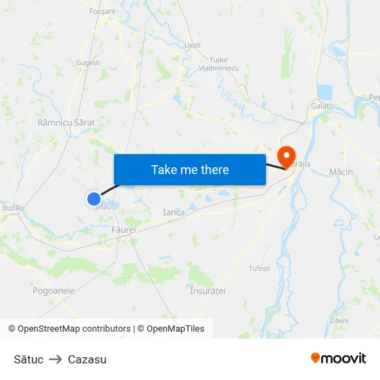 Sătuc to Cazasu map