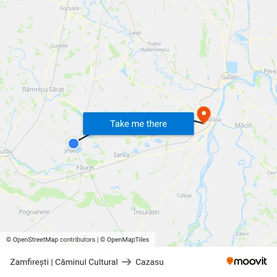 Zamfirești | Căminul Cultural to Cazasu map