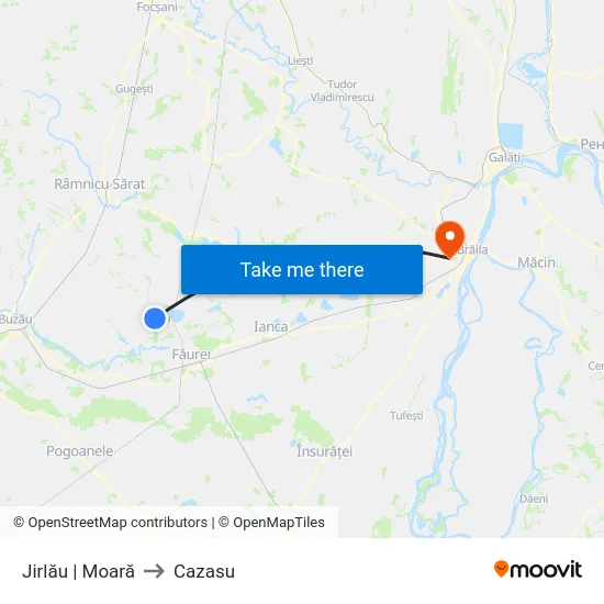 Jirlău | Moară to Cazasu map