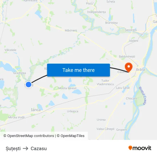 Șuțești to Cazasu map