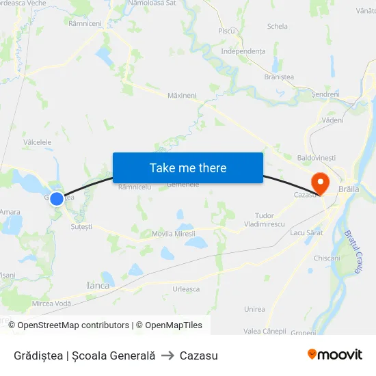 Grădiștea | Școala Generală to Cazasu map