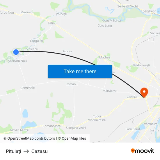 Pitulați to Cazasu map