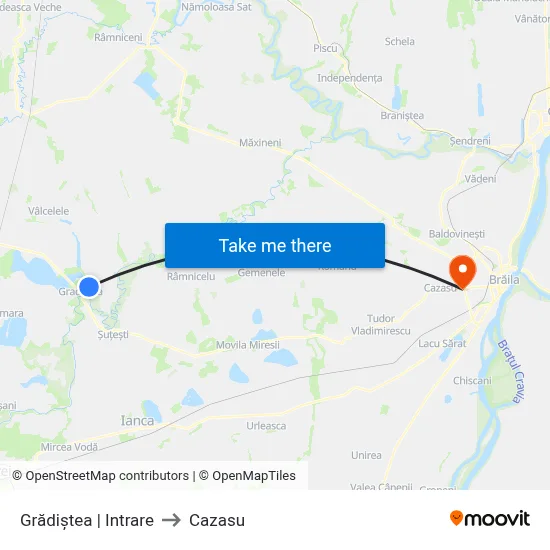 Grădiștea | Intrare to Cazasu map