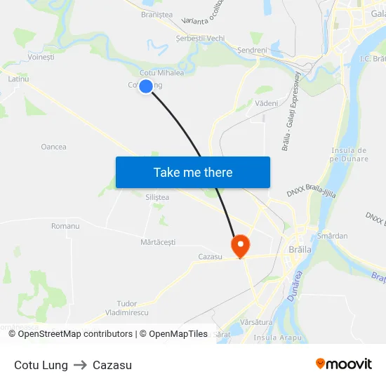 Cotu Lung to Cazasu map