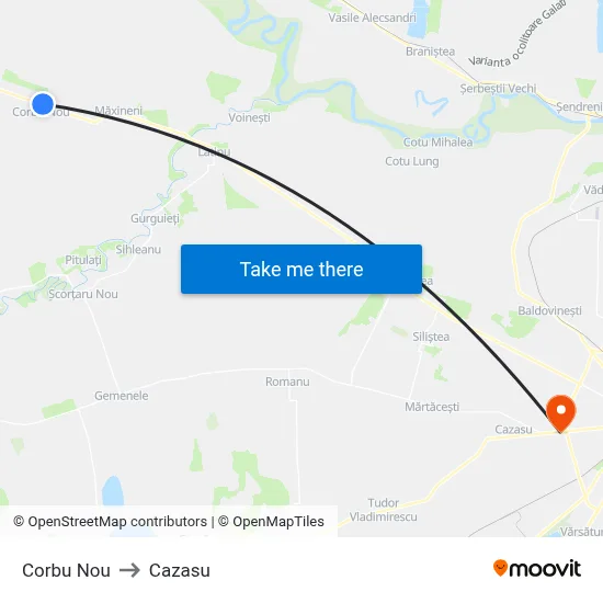 Corbu Nou to Cazasu map