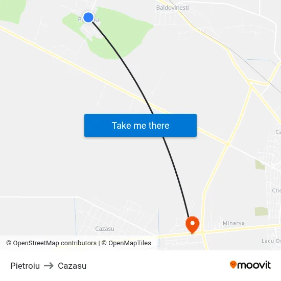 Pietroiu to Cazasu map