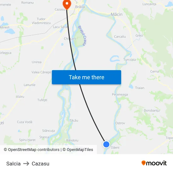 Salcia to Cazasu map
