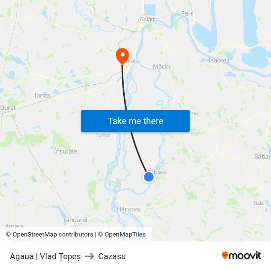 Agaua | Vlad Țepeș to Cazasu map