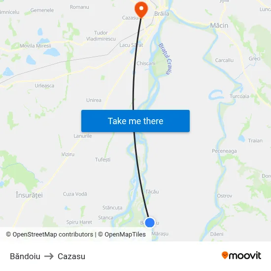 Băndoiu to Cazasu map