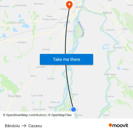 Băndoiu to Cazasu map