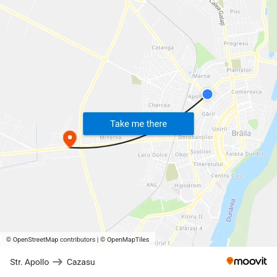 Str. Apollo to Cazasu map